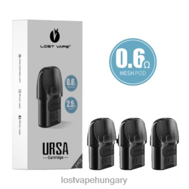 Lost Vape URSA cserehüvelyek | 2,5 ml (3 csomag) fekete 0,6 ohm 42N4D6 - Lost Vape Price